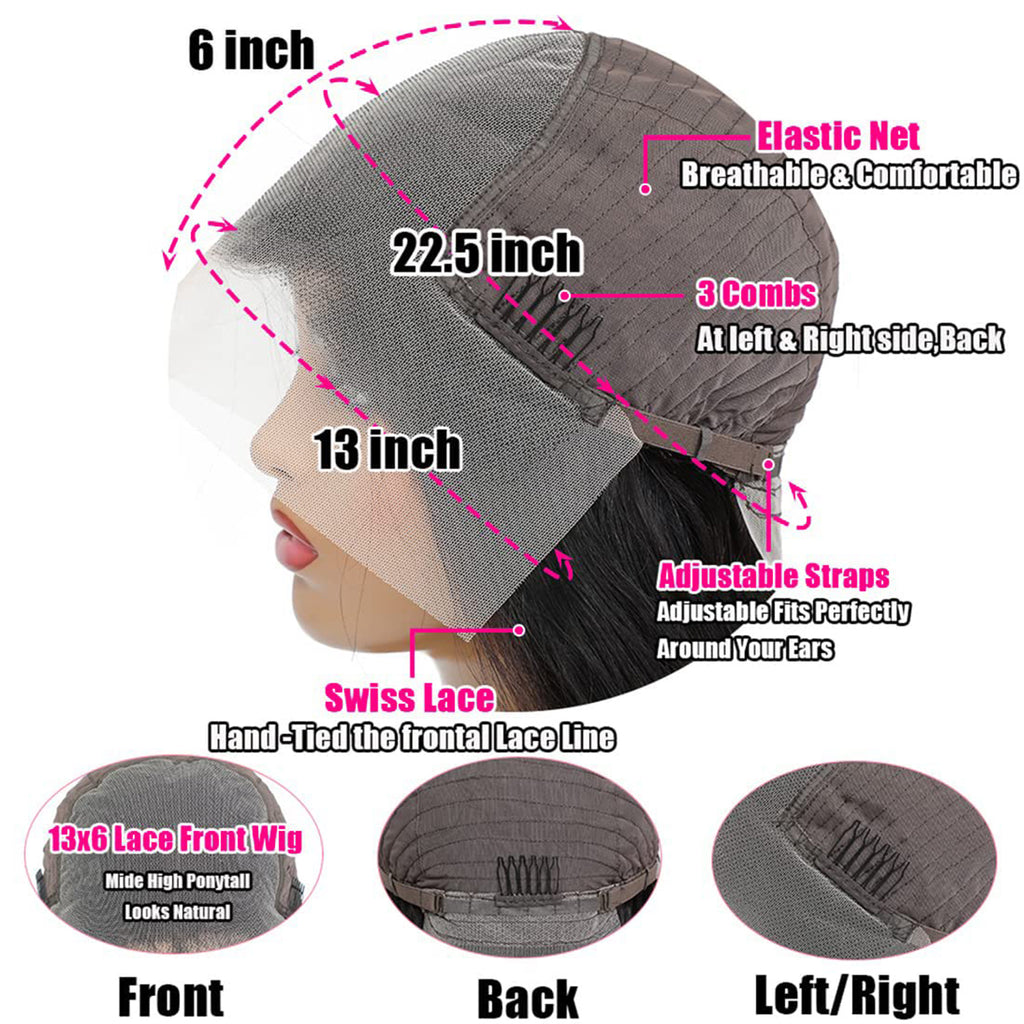 13x6 Lace Front Wigs Human Hair Pre Plucked 180 Density HD Body Wave Lace Front Wigs Human Hair 10A Frontal Wigs Human Hair wigs for Women Glueless Wigs Human Hair Pre Plucked Black wig