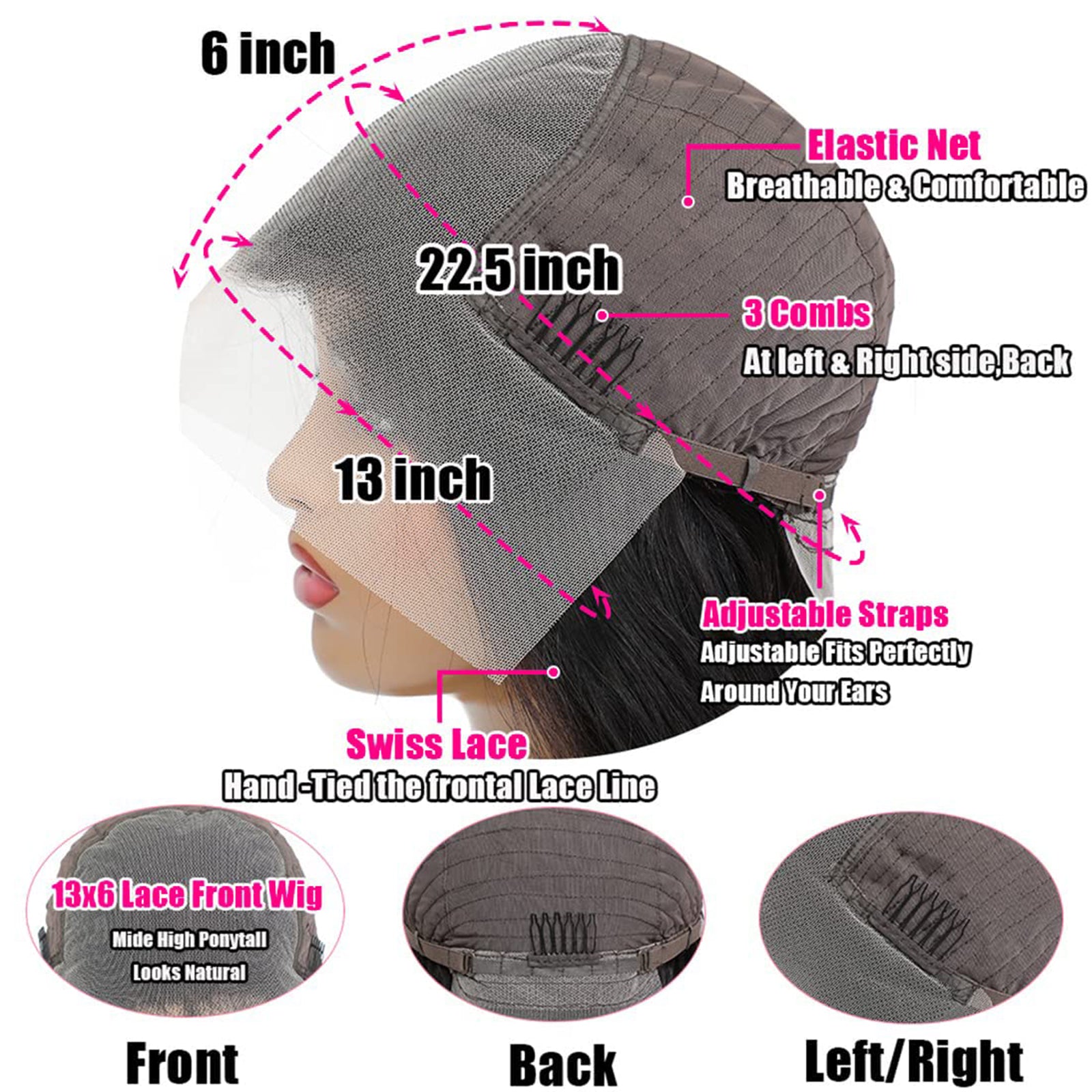 13x6 Lace Front Wigs Human Hair Pre Plucked 180 Density HD Body Wave Lace Front Wigs Human Hair 10A Frontal Wigs Human Hair wigs for Women Glueless Wigs Human Hair Pre Plucked Black wig