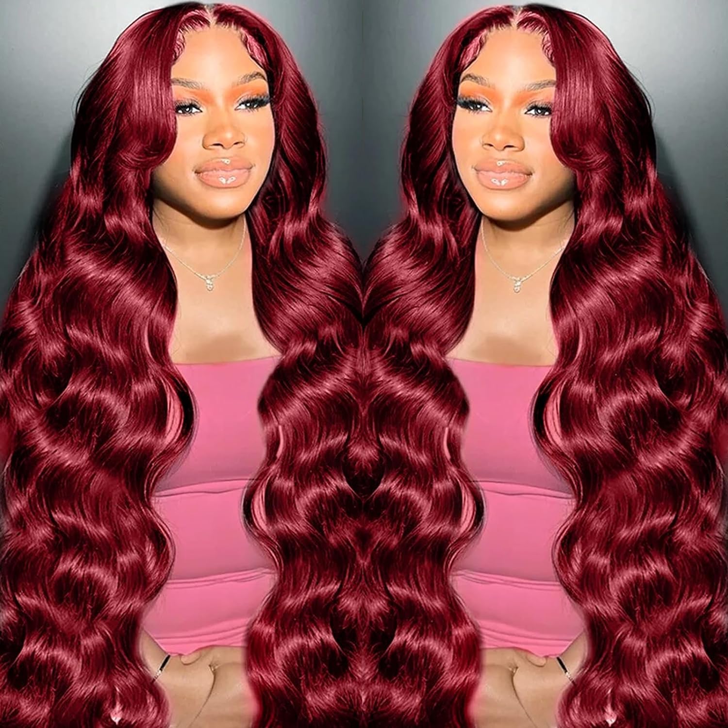 MUZOJET 99j Burgundy Lace Front Wigs Human Hair 13x6 Body Wave Lace Front Wigs Human Hair Pre Plucked Glueless Red Wig Wine Red Wigs for Women Reddish Brown 180 Density