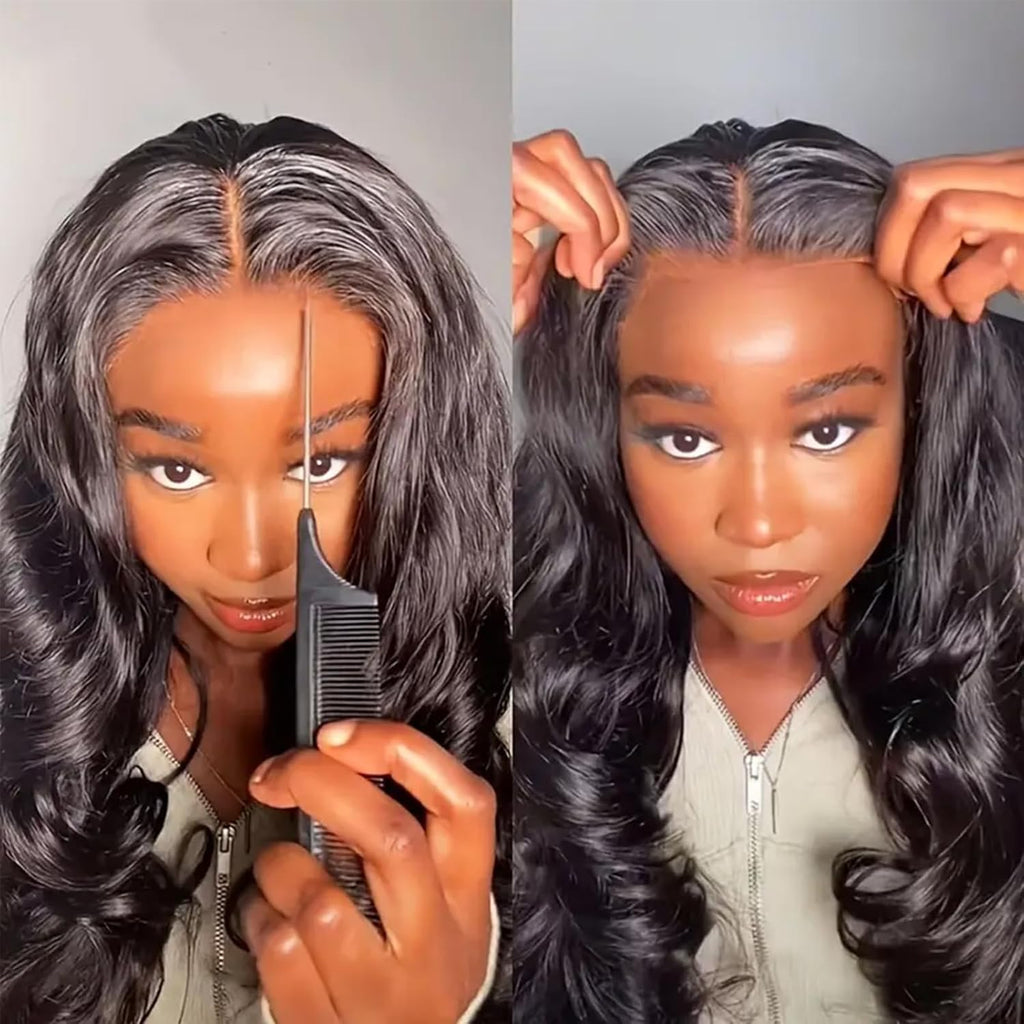 MUZOJET 13x6 Glueless Wigs Human Hair Pre PluckedCut Wear and Go Wig 10A HD Body Wave Lace Front Wigs Human Hair 180 Density Wigs for Women No Glue 3 Seconds for Beginners
