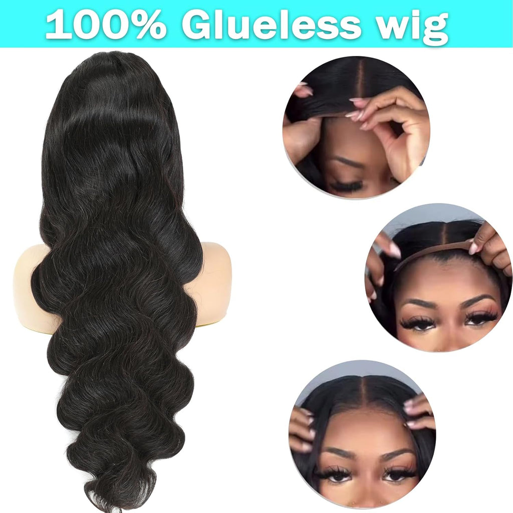MUZOJET 13x6 Glueless Wigs Human Hair Pre PluckedCut Wear and Go Wig 10A HD Body Wave Lace Front Wigs Human Hair 180 Density Wigs for Women No Glue 3 Seconds for Beginners