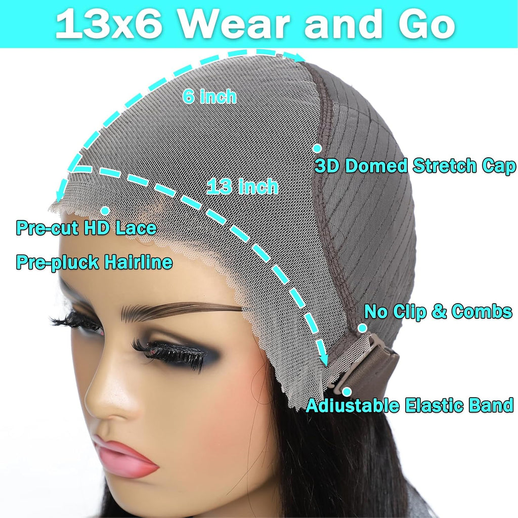 MUZOJET 13x6 Glueless Wigs Human Hair Pre PluckedCut Wear and Go Wig 10A HD Body Wave Lace Front Wigs Human Hair 180 Density Wigs for Women No Glue 3 Seconds for Beginners