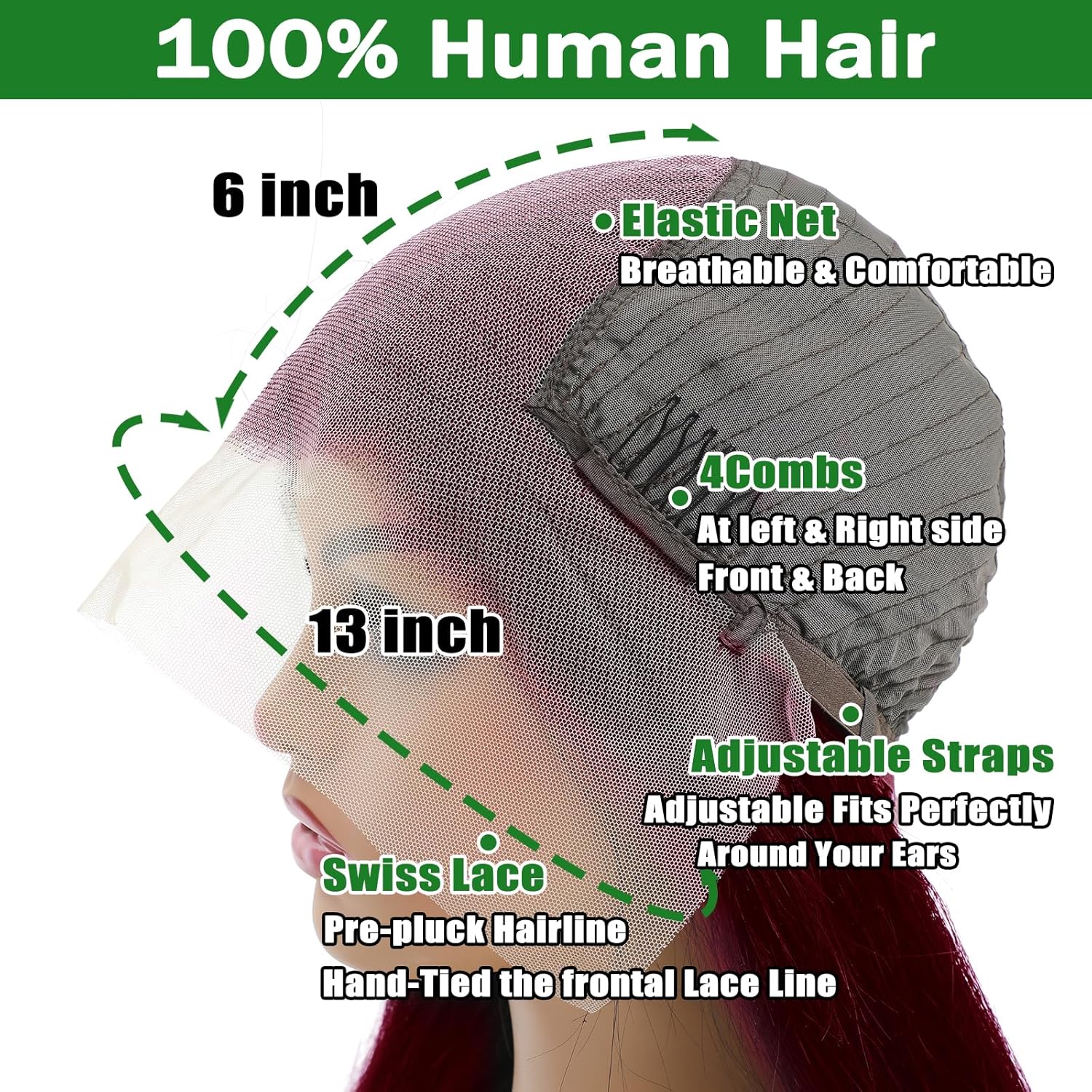 MUZOJET 99j Burgundy Lace Front Wigs Human Hair 13x6 Body Wave Lace Front Wigs Human Hair Pre Plucked Glueless Red Wig Wine Red Wigs for Women Reddish Brown 180 Density
