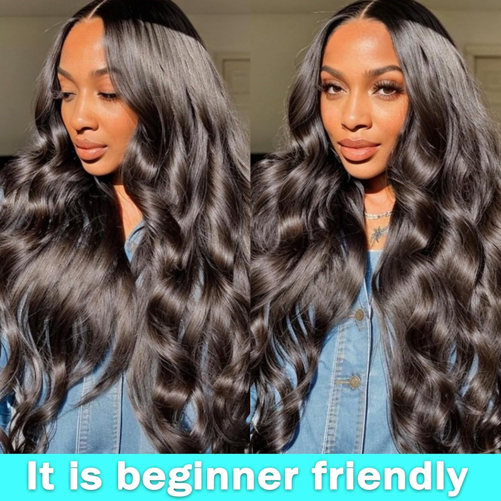 MUZOJET 13x6 Glueless Wigs Human Hair Pre PluckedCut Wear and Go Wig 10A HD Body Wave Lace Front Wigs Human Hair 180 Density Wigs for Women No Glue 3 Seconds for Beginners