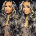 MUZOJET 1B/27 Highlight Ombre Balayage 13x6 Lace Front Wigs Human Hair Black and Blonde HD Transparent Lace Front Wig Human Hair Pre Plucked with Baby Hair for Black Women 180% Density