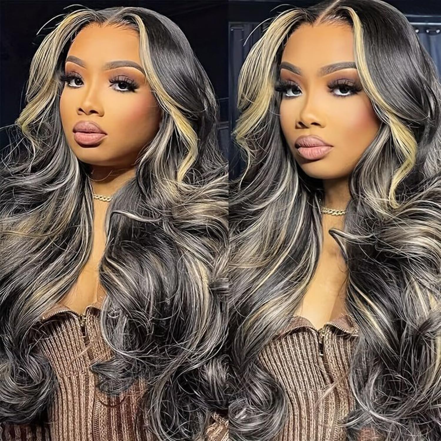 MUZOJET 1B/27 Highlight Ombre Balayage 13x6 Lace Front Wigs Human Hair Black and Blonde HD Transparent Lace Front Wig Human Hair Pre Plucked with Baby Hair for Black Women 180% Density
