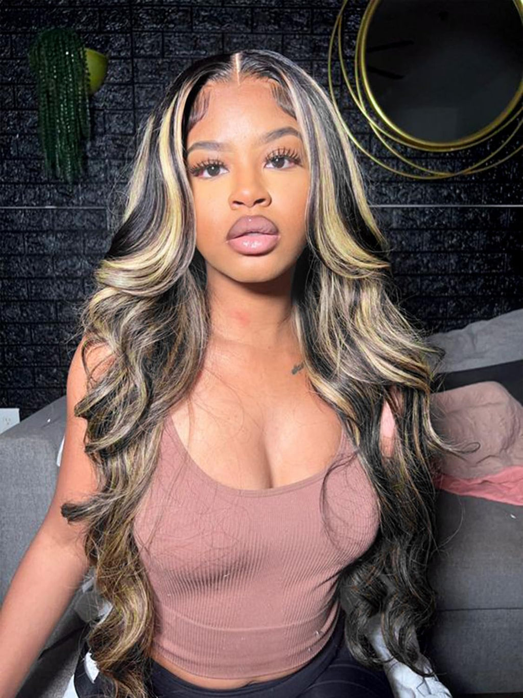 MUZOJET 1B/27 Highlight Ombre Balayage 13x6 Lace Front Wigs Human Hair Black and Blonde HD Transparent Lace Front Wig Human Hair Pre Plucked with Baby Hair for Black Women 180% Density
